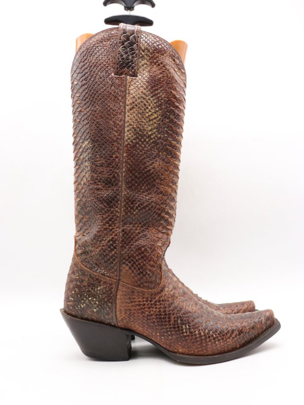Idyllwind Slay Boots Women’s Size 8 B Brown Snakeskin Print Snip Toe Pull On - Picture 1 of 9